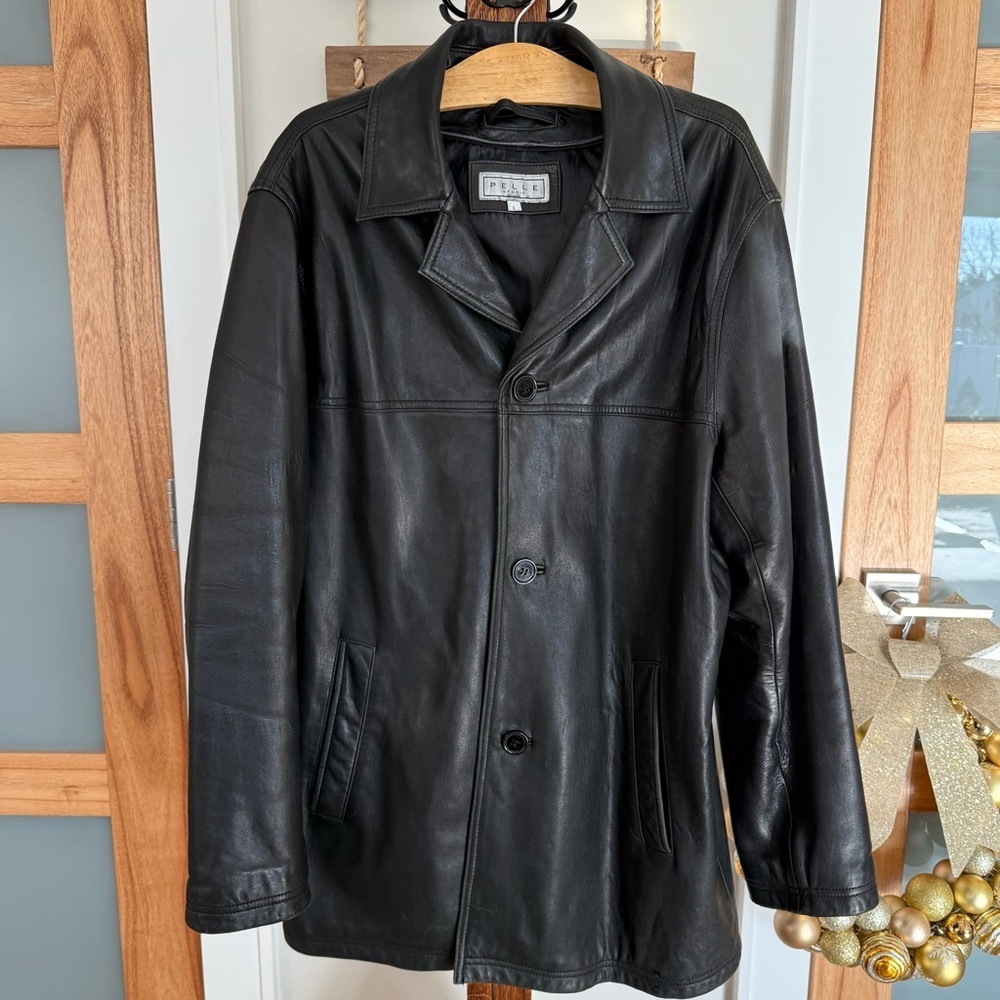 Wilson Pelle Studio Men’s Soft Leather Jacket Blazer Blk Thinsulate Lining L EUC